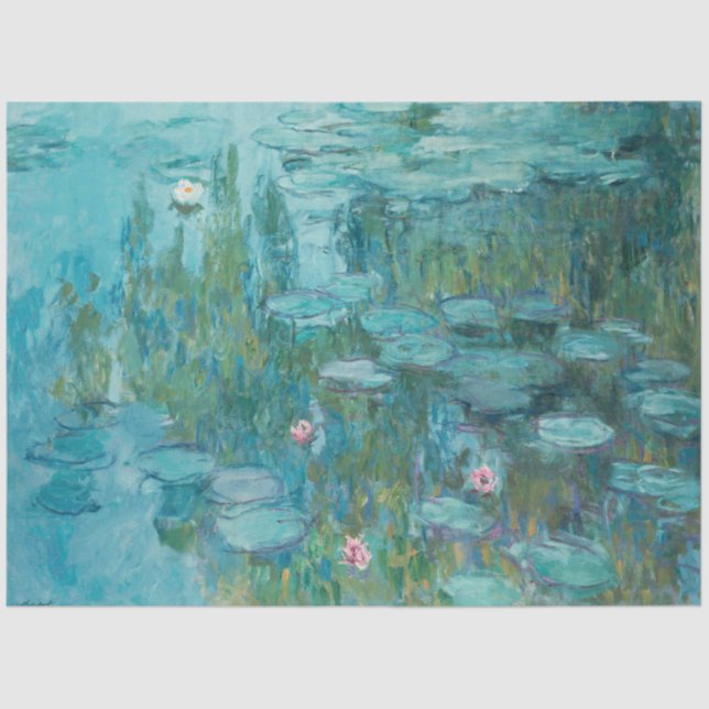 Papel De Seda Lírios de água (por Claude Monet, 1915) (Frente )