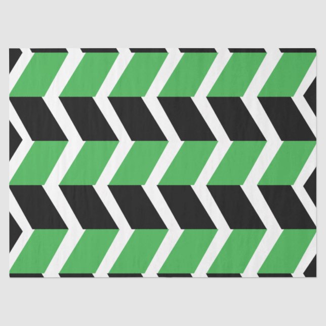 Papel De Seda Listra Chevron Verde Preto (Frente )