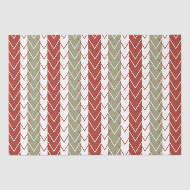 Papel De Seda Listra Chevron Vermelho e Azul-petróleo (Frente )