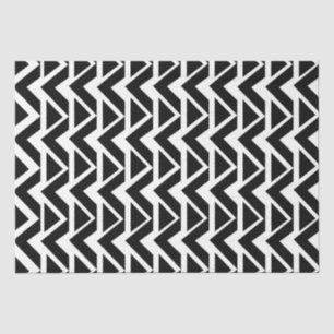 Papel De Seda Listra de Chevron de Triângulo Preto e Branco