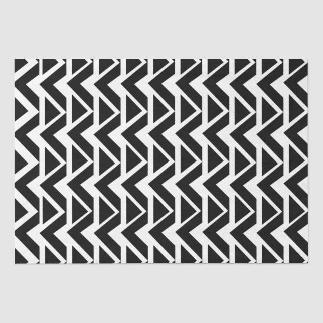 Papel De Seda Listra de Chevron de Triângulo Preto e Branco  (Frente )