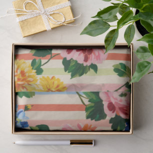 Papel De Seda Listra Floral Vintage
