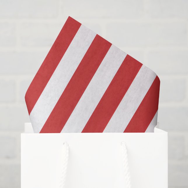 Papel De Seda Listrado de Vermelho e Branco  (Sacola de presentes)