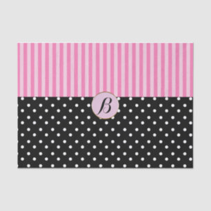 Papel De Seda Listras Bolinhas Preto Rosa Moderno Chic Parisiens