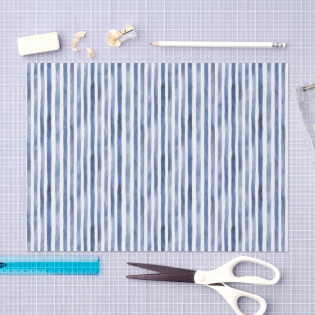 Papel De Seda Listras Brancas Azuis de Aniversário  (Arte )