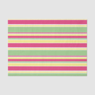 Papel De Seda Listras cor-de-rosa, verdes e amarelas