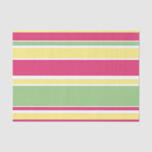 Papel De Seda Listras cor-de-rosa, verdes e amarelas