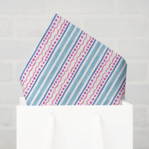 Papel De Seda Listras de Aquarela Azul e Rosa