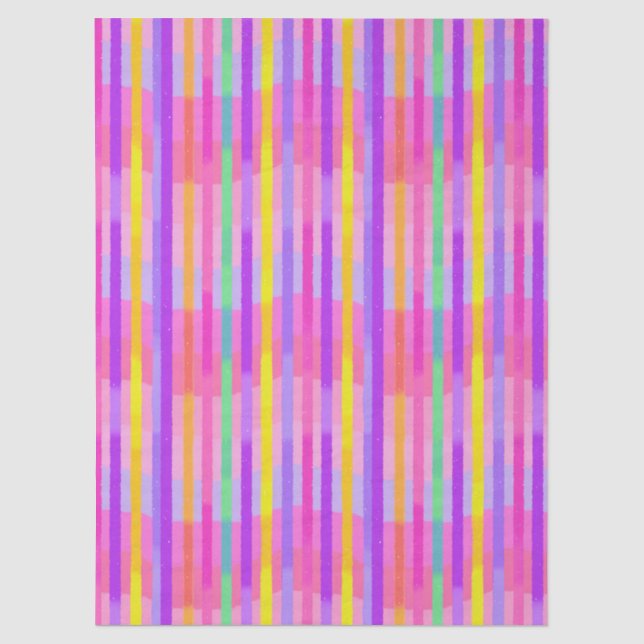 Papel De Seda Listras de Arco-íris Pastel Fofo (Frente )