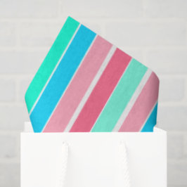 Papel De Seda Listras de Azul-petróleo e Rosa