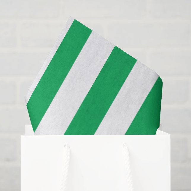 Papel De Seda Listras de Cabana Verdes e Brancas  (Sacola de presentes)