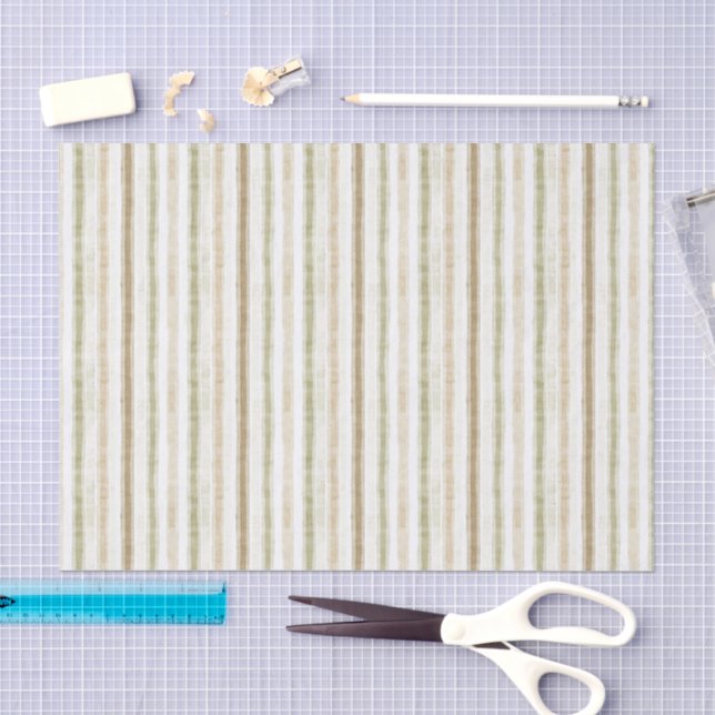 Papel De Seda Listras De Creme Marrom Verde Aniversário (Arte )