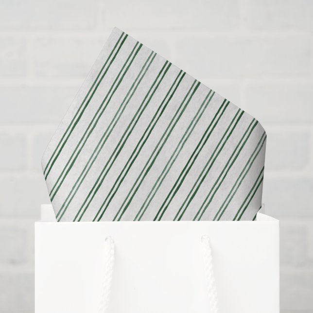 Papel De Seda Listras de Creme Verde de Natal (Sacola de presentes)