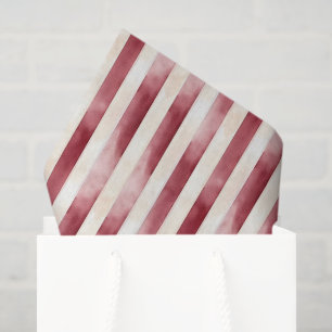 Papel De Seda Listras de Creme Vermelho Chá de Noiva