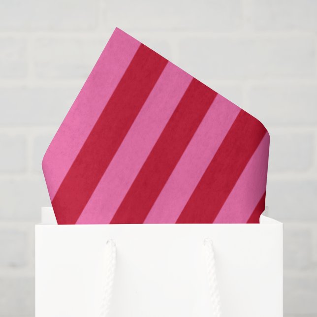 Papel De Seda Listras de hortelã rosa e vermelho (Sacola de presentes)