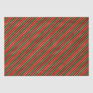 Papel De Seda Listras de Natal Vermelho, Dourado e Verde