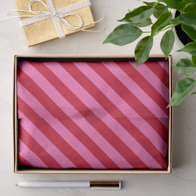 Papel De Seda Listras de Peppermint de Natal Rosa e Vermelho (Presente)