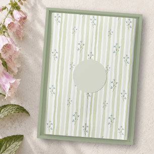 Papel De Seda Listras de Sage Suave & Flor Silvestre Azul