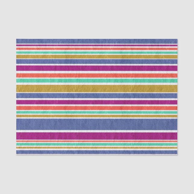 Papel De Seda Listras de Têxtil Multicoloridas (Frente )