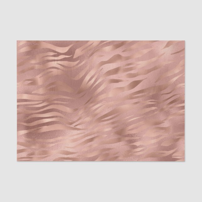 Papel De Seda Listras de tigre em folha de ouro rosa (Frente )