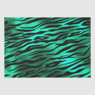 Papel De Seda Listras de tigre selvagem verdes e pretas elegante