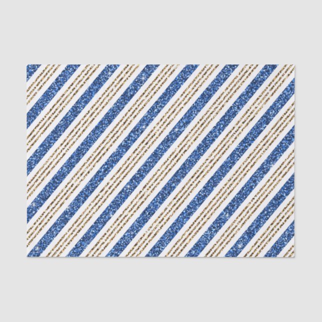 Papel De Seda LISTRAS DE VISUAL BRILHANTE AZUL E Dourado DE FERI (Frente )