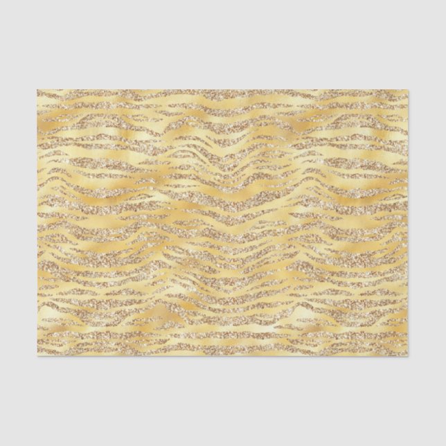 Papel De Seda Listras de Zebra Brilho Falso Dourado (Frente )
