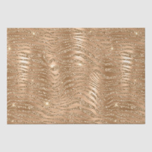 Papel De Seda Listras de Zebra com Brilho Dourado Padrão Metálic
