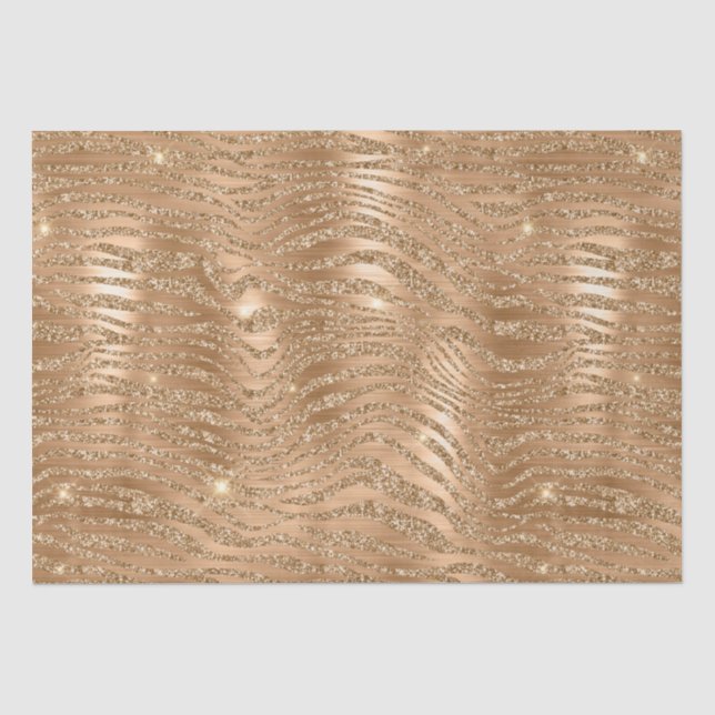 Papel De Seda Listras de Zebra com Brilho Dourado Padrão Metálic (Frente )