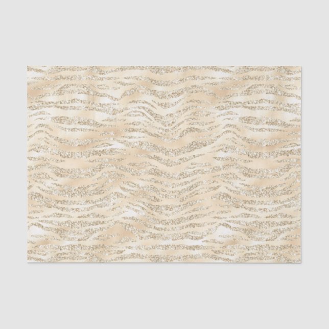 Papel De Seda Listras de Zebra com Brilho Falso de Champanhe (Frente )