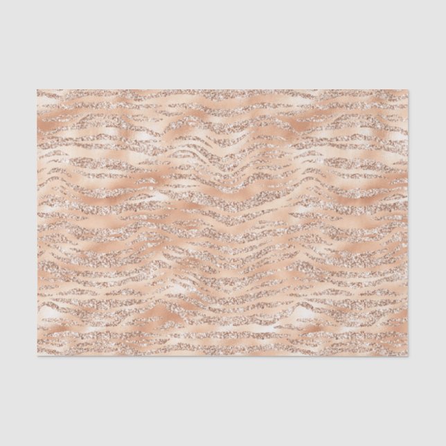 Papel De Seda Listras de Zebra em Dourado Rosa com Brilho Falso (Frente )