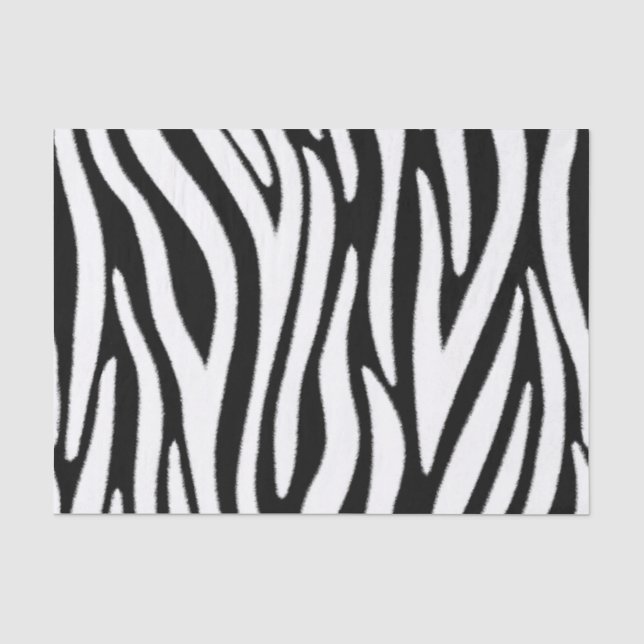Papel De Seda Listras de Zebra em Efeito de Pelo Preto e Branco (Frente )