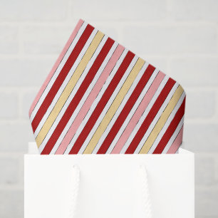 Papel De Seda Listras Desenhadas à Mão Vermelho Rosa Amarelo