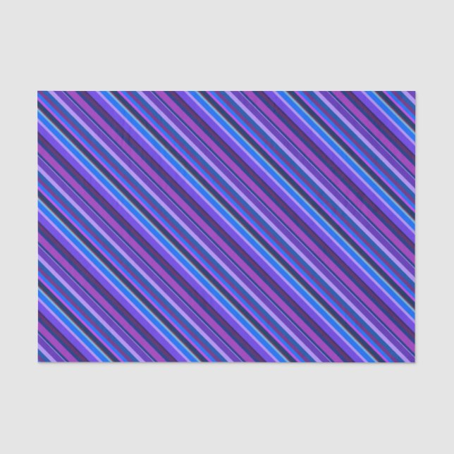 Papel De Seda Listras diagonais em azul e roxo (Frente )