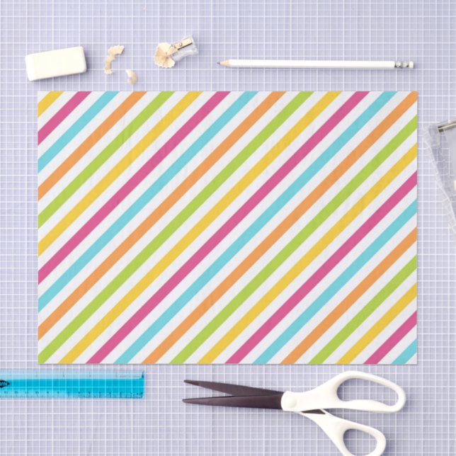 Papel De Seda Listras diagonais em cores vibrantes (Arte )
