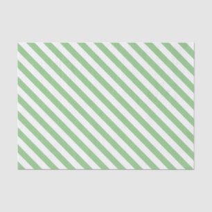 Papel De Seda Listras diagonais verdes e brancas da hortelã