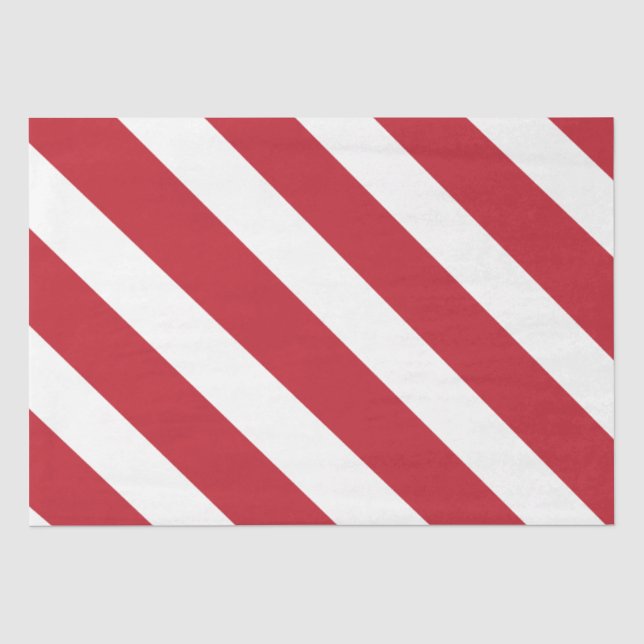 Papel De Seda Listras diagonais vermelhas e brancas (Frente )