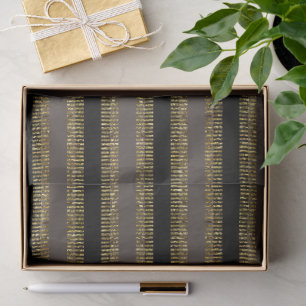 Papel De Seda Listras douradas com brilho preto