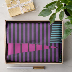 Papel De Seda Listras em Listras - Rosa, Roxo, Azul e Preto