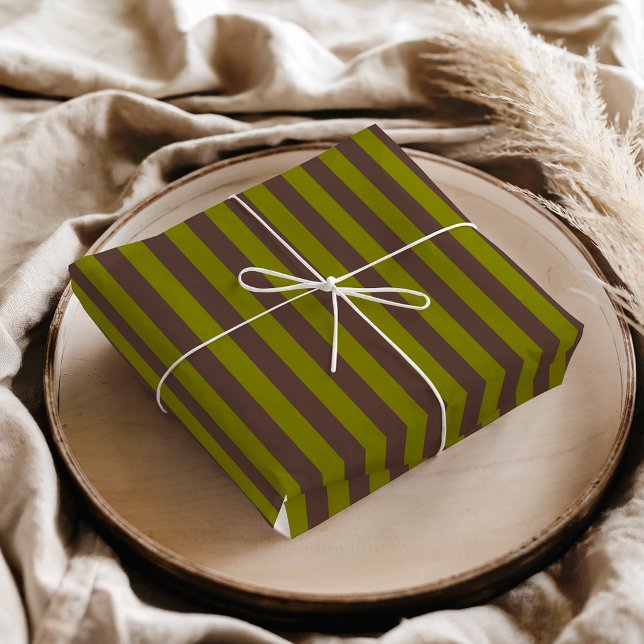 Papel De Seda Listras em marrom chocolate e verde oliva (Criador carregado)