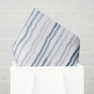 Papel De Seda Listras Finas de Aquarela, Azul Xisto, Cinza sobre