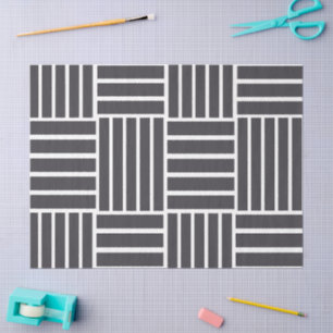 Papel De Seda Listras Horizontais Verticais Cinza Branco