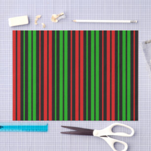 Papel De Seda Listras padrão preto vermelho verde  