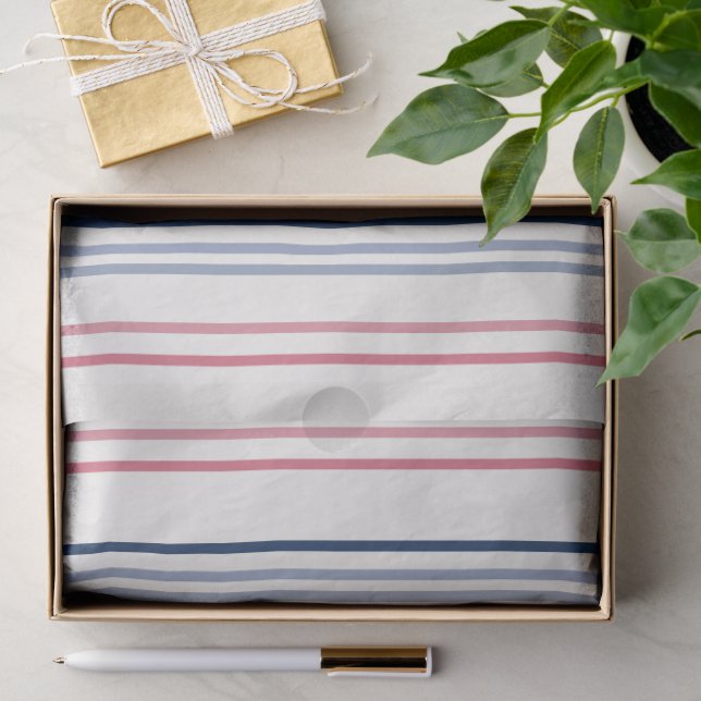 Papel De Seda Listras rosa, azul e branco (Presente)