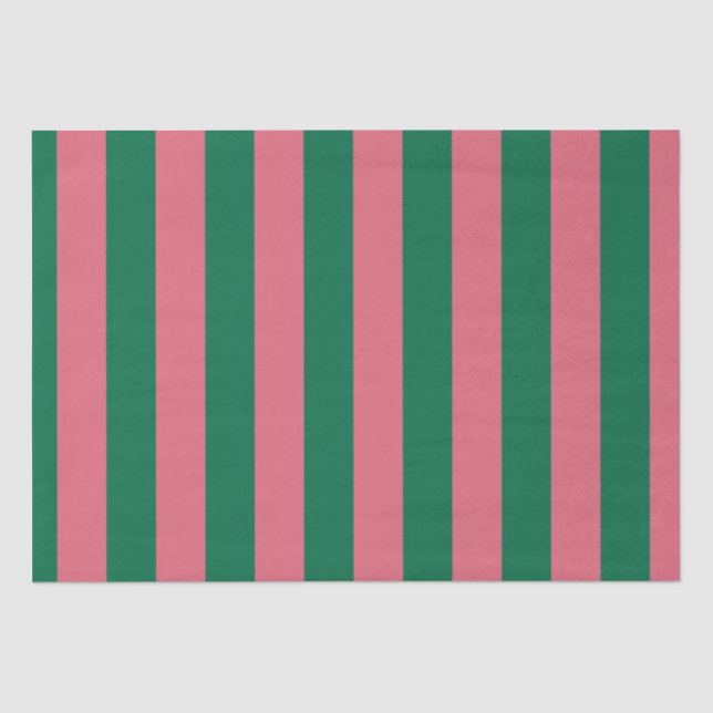 Papel De Seda Listras Rosa Doce Picles Verde (Frente )