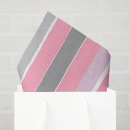 Papel De Seda Listras Rosa e Cinza
