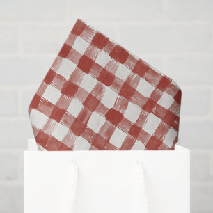 Papel De Seda Listras Xadrez Vermelho Branco de Aniversário