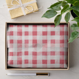 Papel De Seda Listras Xadrez Vermelho Creme de Aniversário