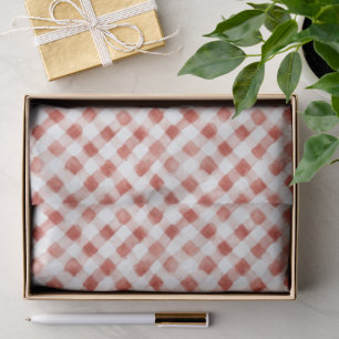 Papel De Seda Listras Xadrez Vermelho e Branco de Natal