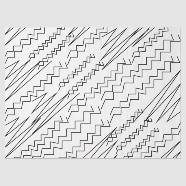 Papel De Seda Listras Zig Zag em Chevron Preto e Branco (Frente )